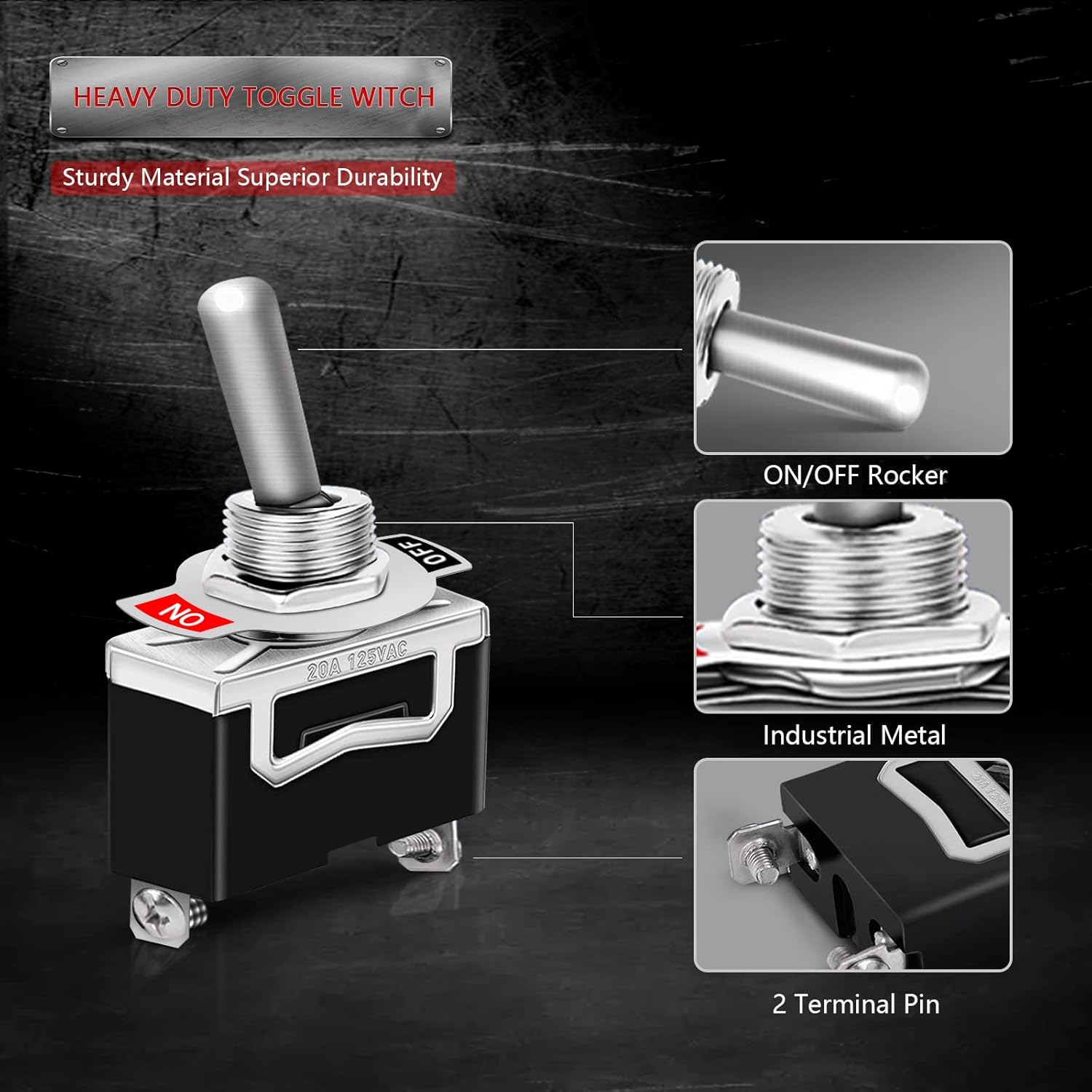 Thumbnail 4 de COROTC 8-Pack 2 Pin Toggle Switches 20A 125V AC ON/OFF