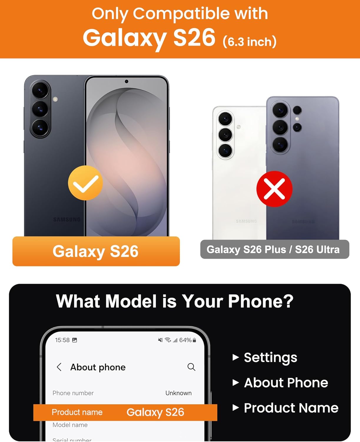 Thumbnail 1 de SIXBOX Magnetic Case with Kickstand for Samsung Galaxy S26 (Clear) – MagSafe compatible with 2 tempered glass screen protectors