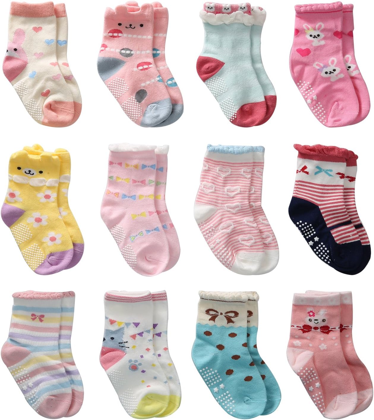 Detalle de Wobon Toddler Girl Socks Non Slip 12Pcs