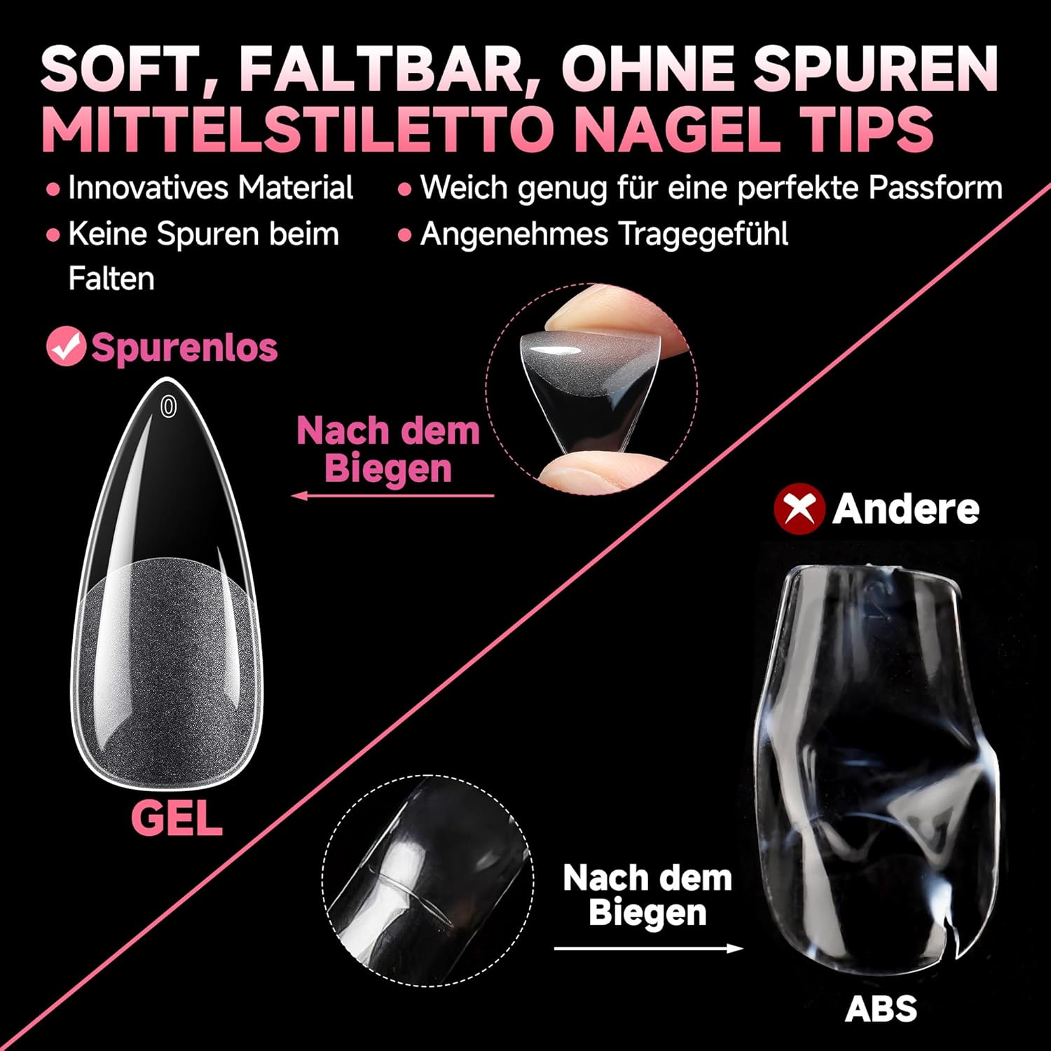 Detalle de UNA GELLA Stiletto Nail Tips Set 216 Stück