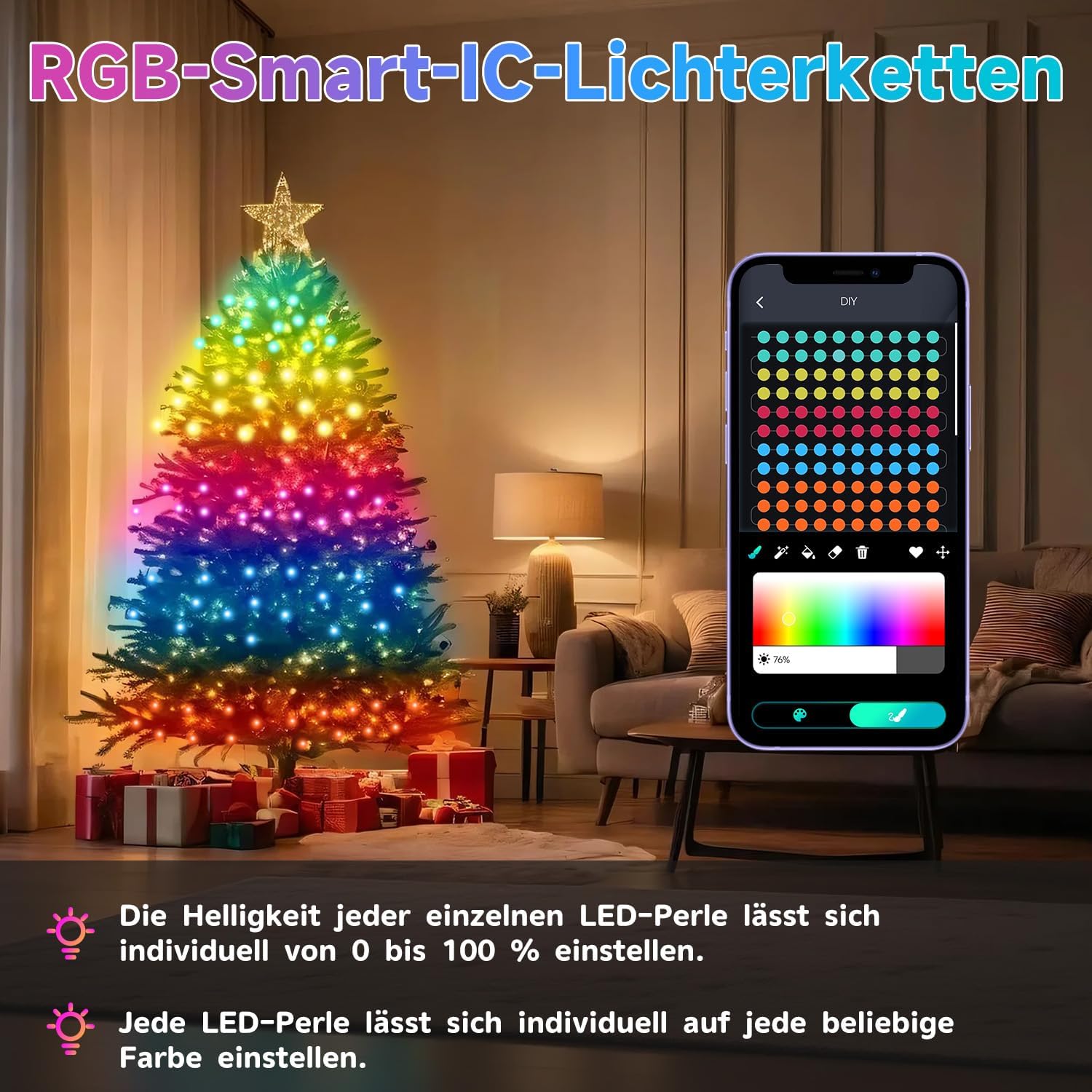 Thumbnail 1 de Electight NLSLA2-20M smart ljusslinga, 20 m, 200 LED och appstyrning