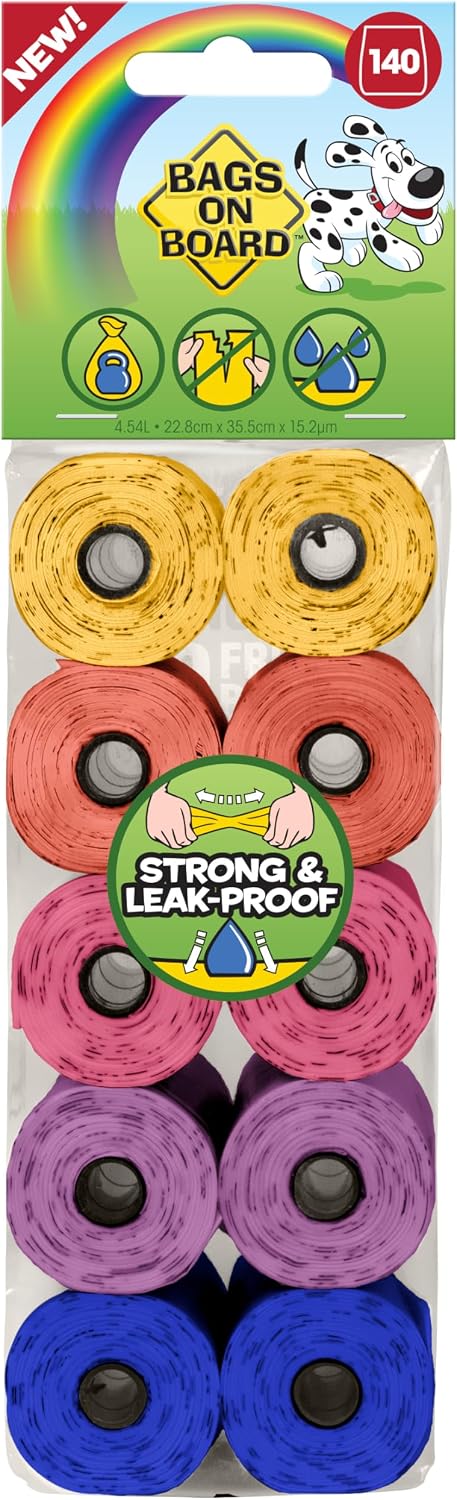 Detalle 2 de Bags On Board Dog Poo Bags | Strong, Leak-Proof with Triple Berry Scent – 140 Bags