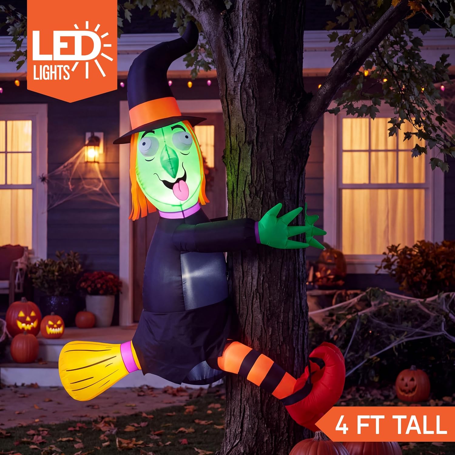 Detalle de Joiedomi 4 FT Halloween Inflatable Witch with Built-In LED Lights