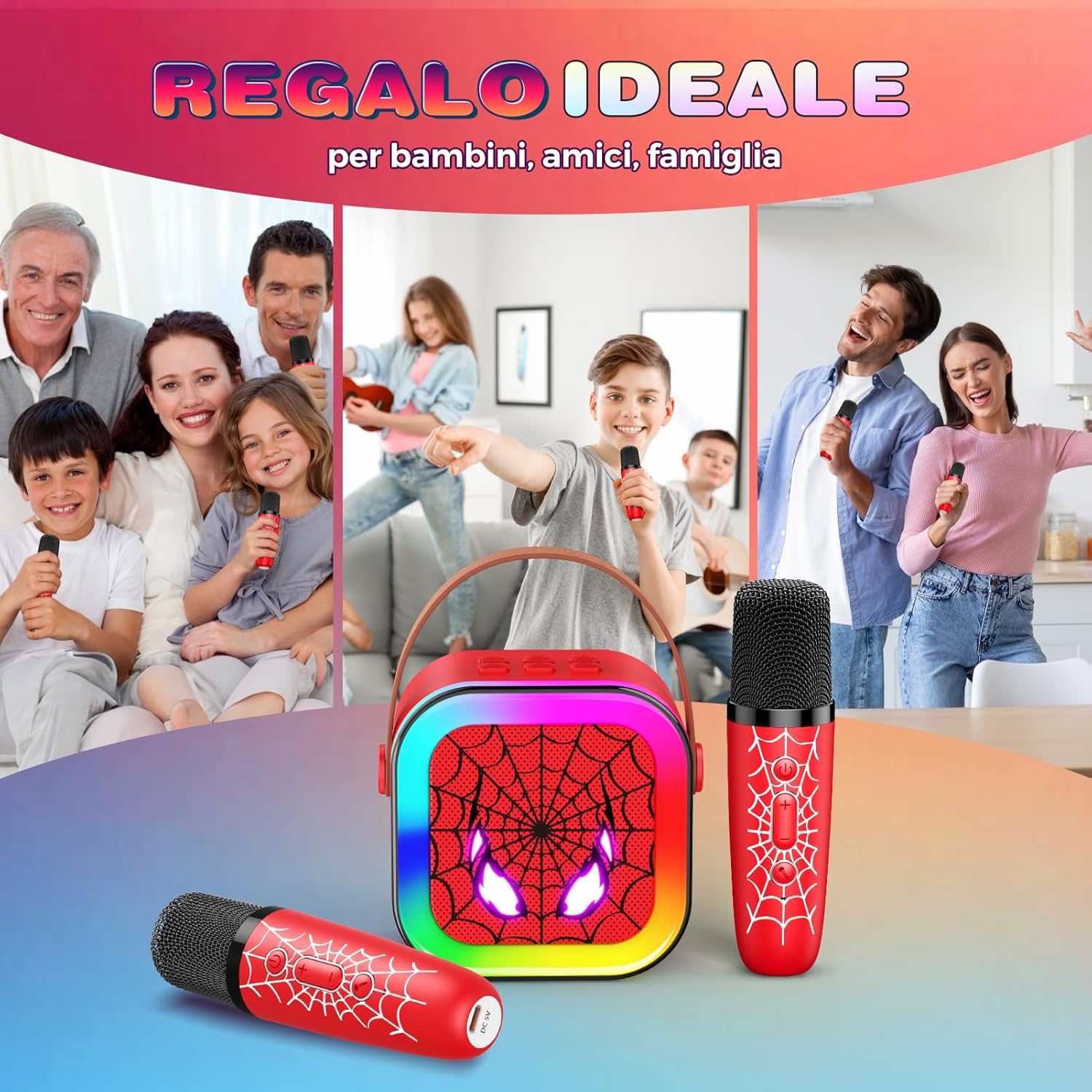 Thumbnail 6 de Braxel: macchina per karaoke per bambini con microfoni wireless e luci LED – divertimento KTV a casa