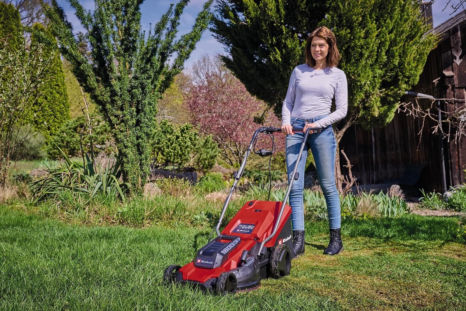 Thumbnail 1 de Einhell GC-EM 1600/37 electric lawn mower (1600W, 37cm cutting width, 38L grass box, 20–60mm heights)