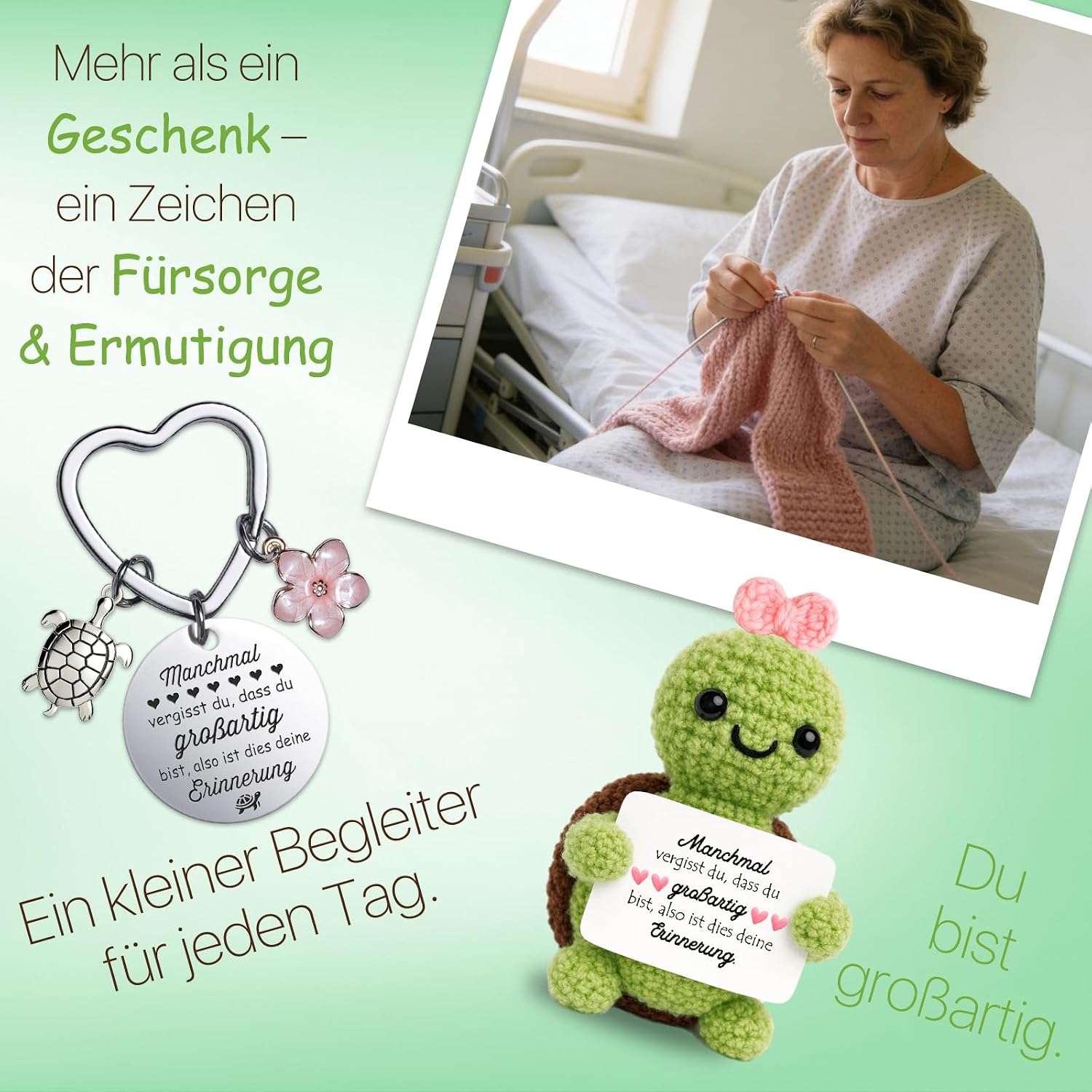 Thumbnail 6 de Farbeele Mutmacher-Geschenke: Positive Schildkröte mit Glücksbringer Schlüsselanhänger