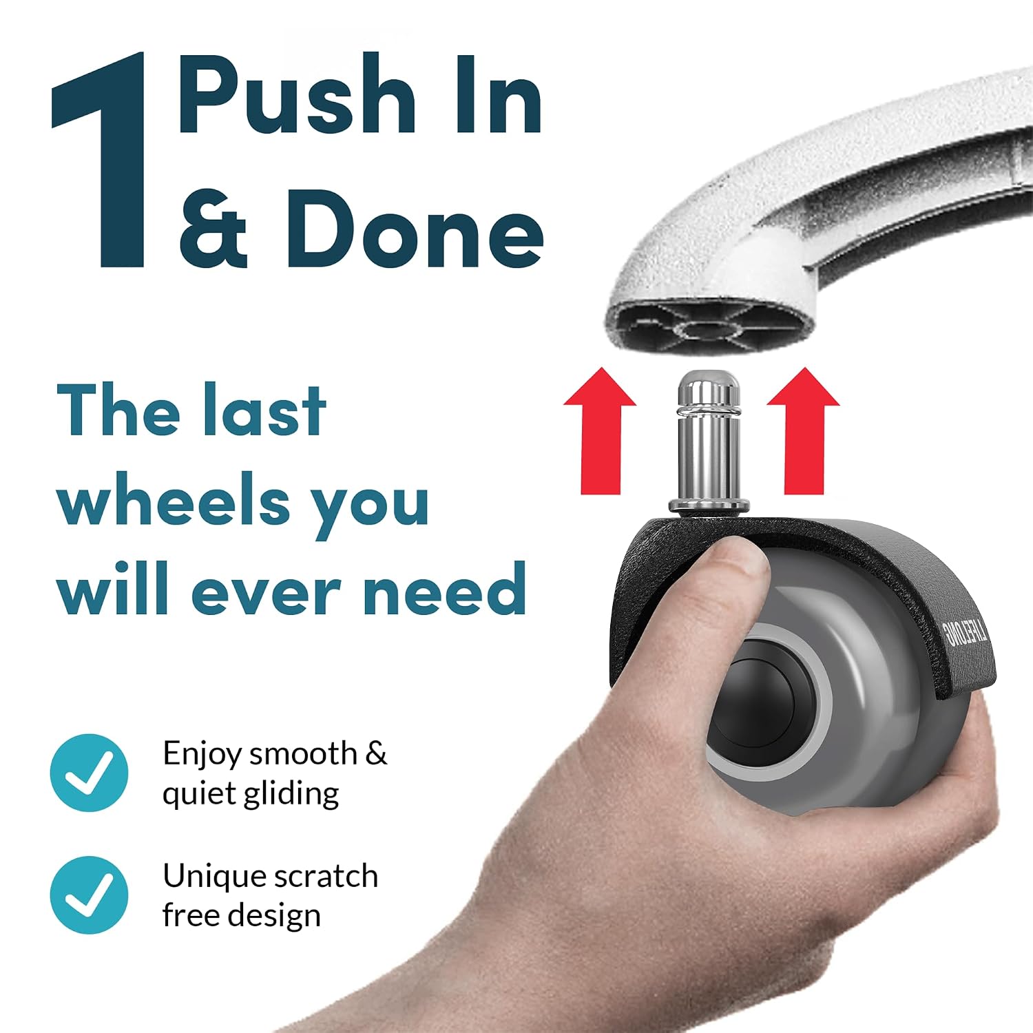 Thumbnail 4 de Lifelong 2-Inch Office Chair Wheels, 5-Pack Polyurethane Swivel Casters