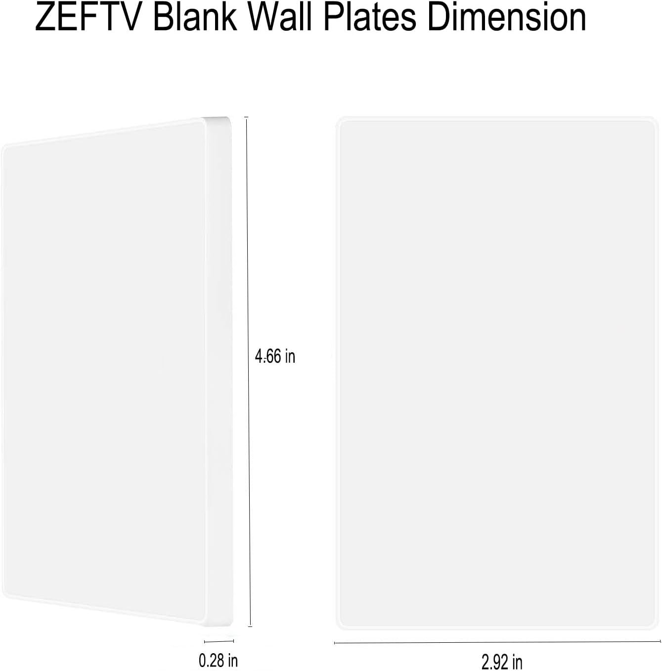 Detalle 2 de ZEFTV Screwless 1 Blank Wall Plate, 1-Gang White Polycarbonate, 8-Pack