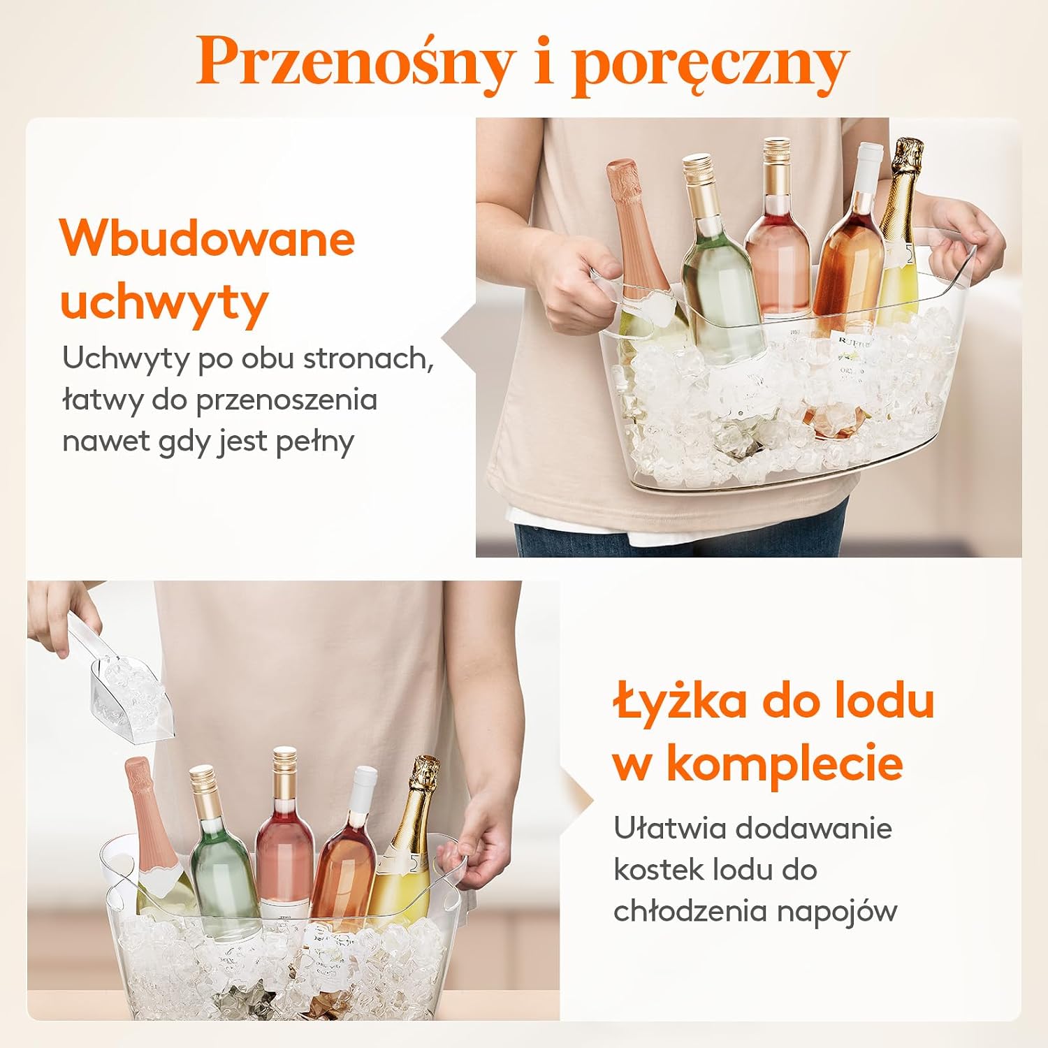 Detalle de Lifewit 24495 – chłodziarka do szampana z uchwytami i łopatką do lodu