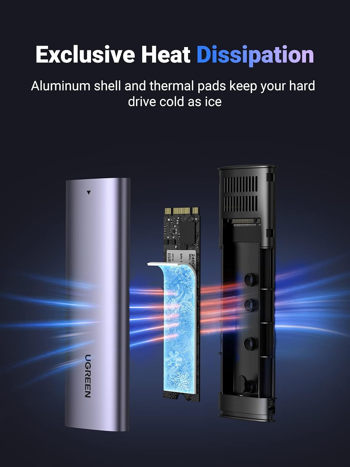 Detalle 2 de UGREEN M.2 NVMe Enclosure 10Gbps