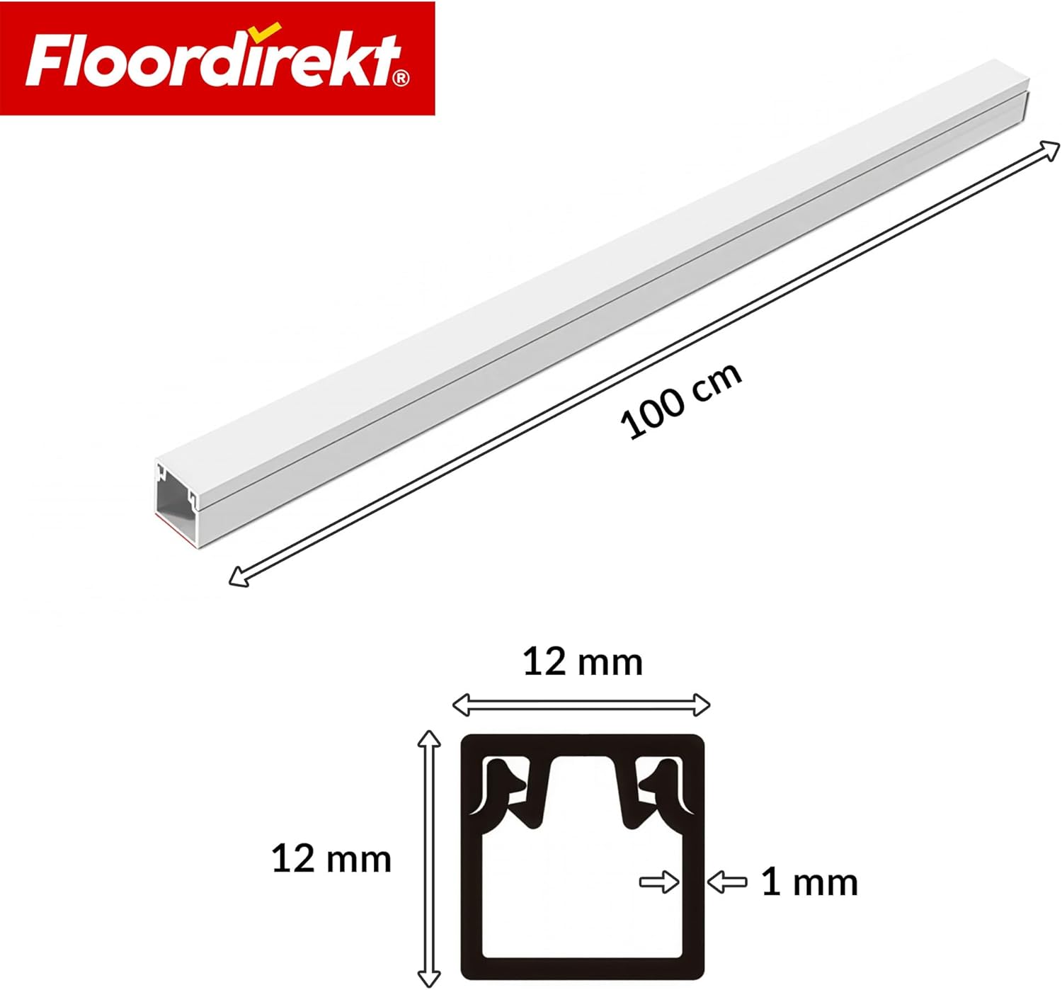Thumbnail 1 de Floordirekt Kabelkanal Weiß selbstklebend – 1 m, 10 Stück (12×12 mm) – Kabelabdeckung für TV, Wand & Schreibtisch