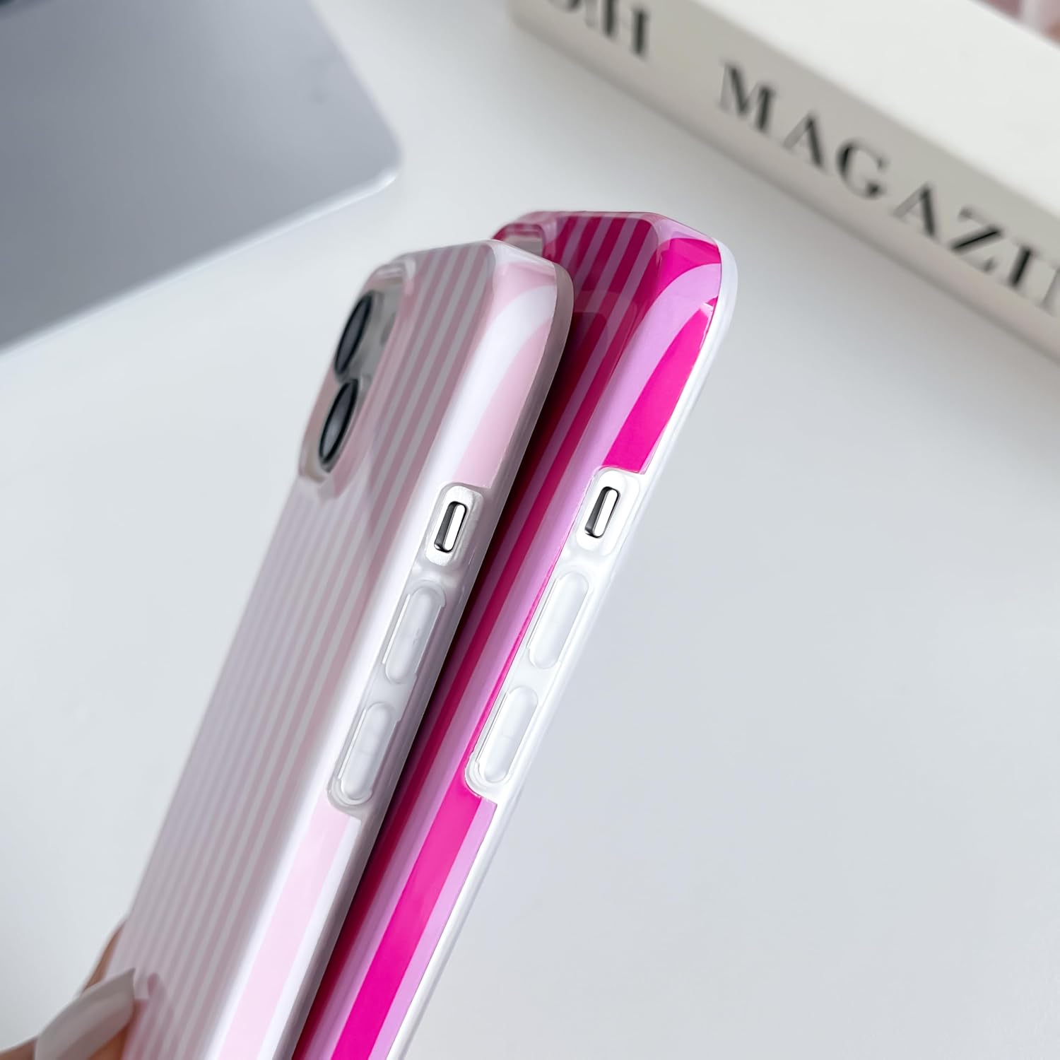 Detalle de SmoBea iPhone 13 case (6.1 inch) in pink striped TPU – slim, shock-absorbing protection