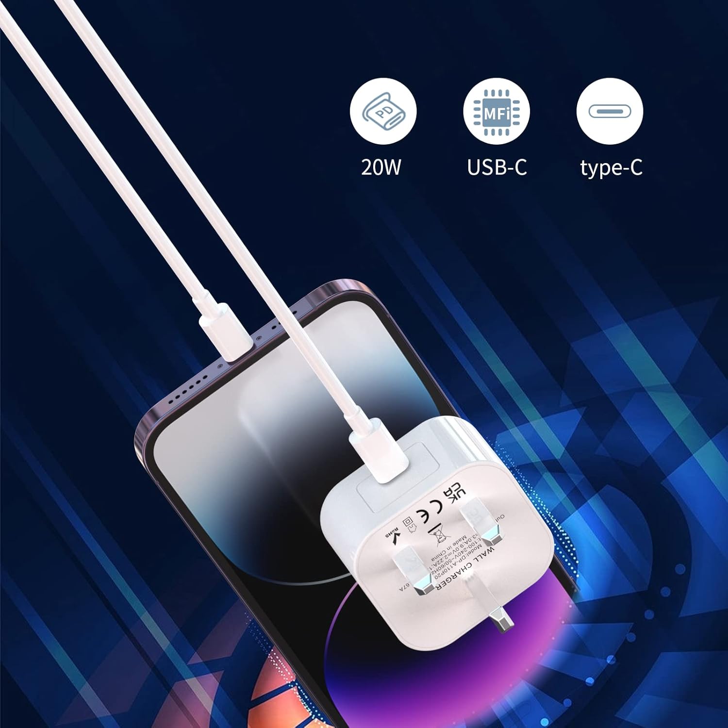Thumbnail 3 de iPhone Charger Fast Charge [MFi Certified] 2-Pack – 20W USB‑C Power Adapters with 6ft Lightning Cables