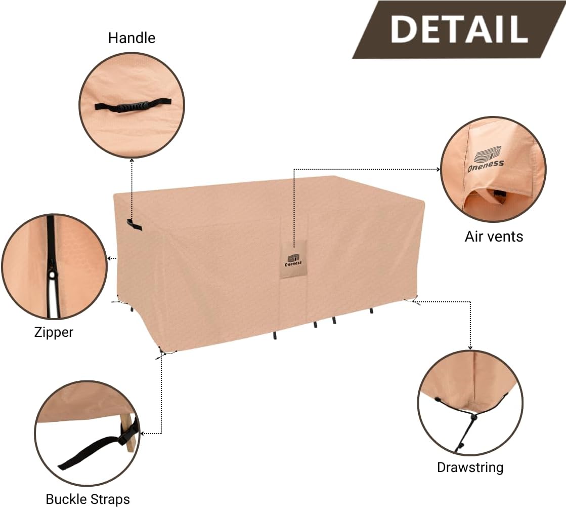 Detalle de ONENESS Patio Furniture Set Cover, 74 x 47 x 29 in.
