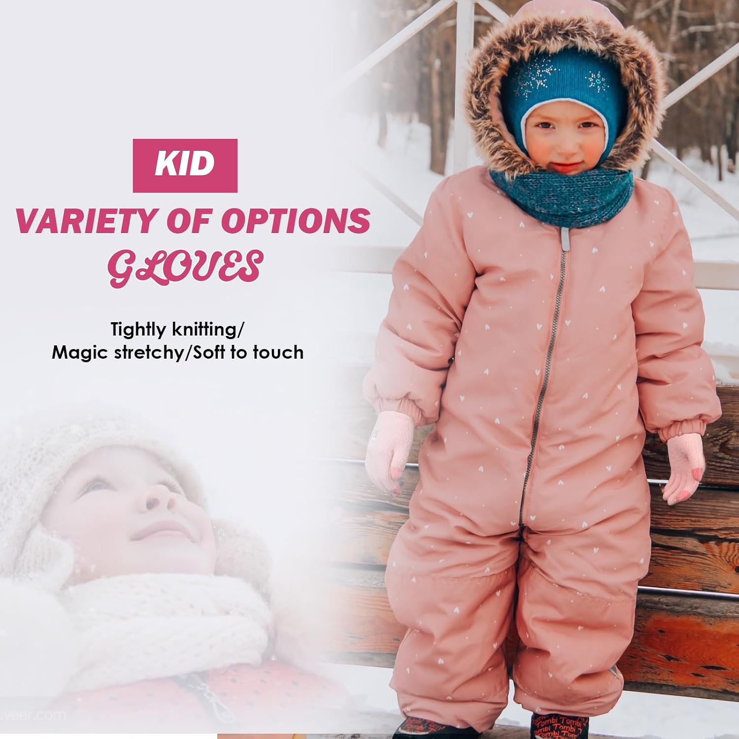 Detalle 1 de Kids magic knit gloves, 3 pairs