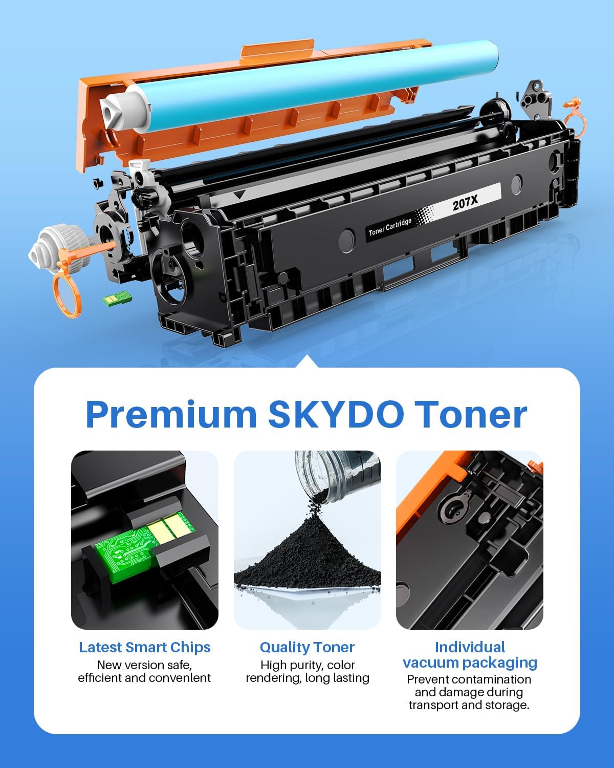 Detalle de Skydo 207X Toner Cartridge Multipack (With Chip) – Compatible for HP 207X/207A
