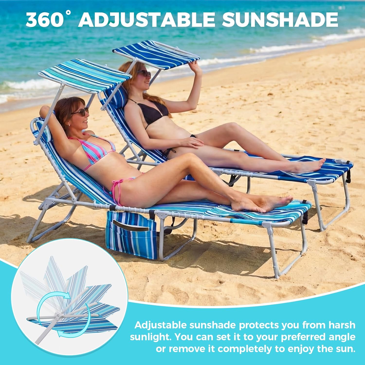 Detalle de WEJOY 3-in-1 Tanning Chair 300 lb