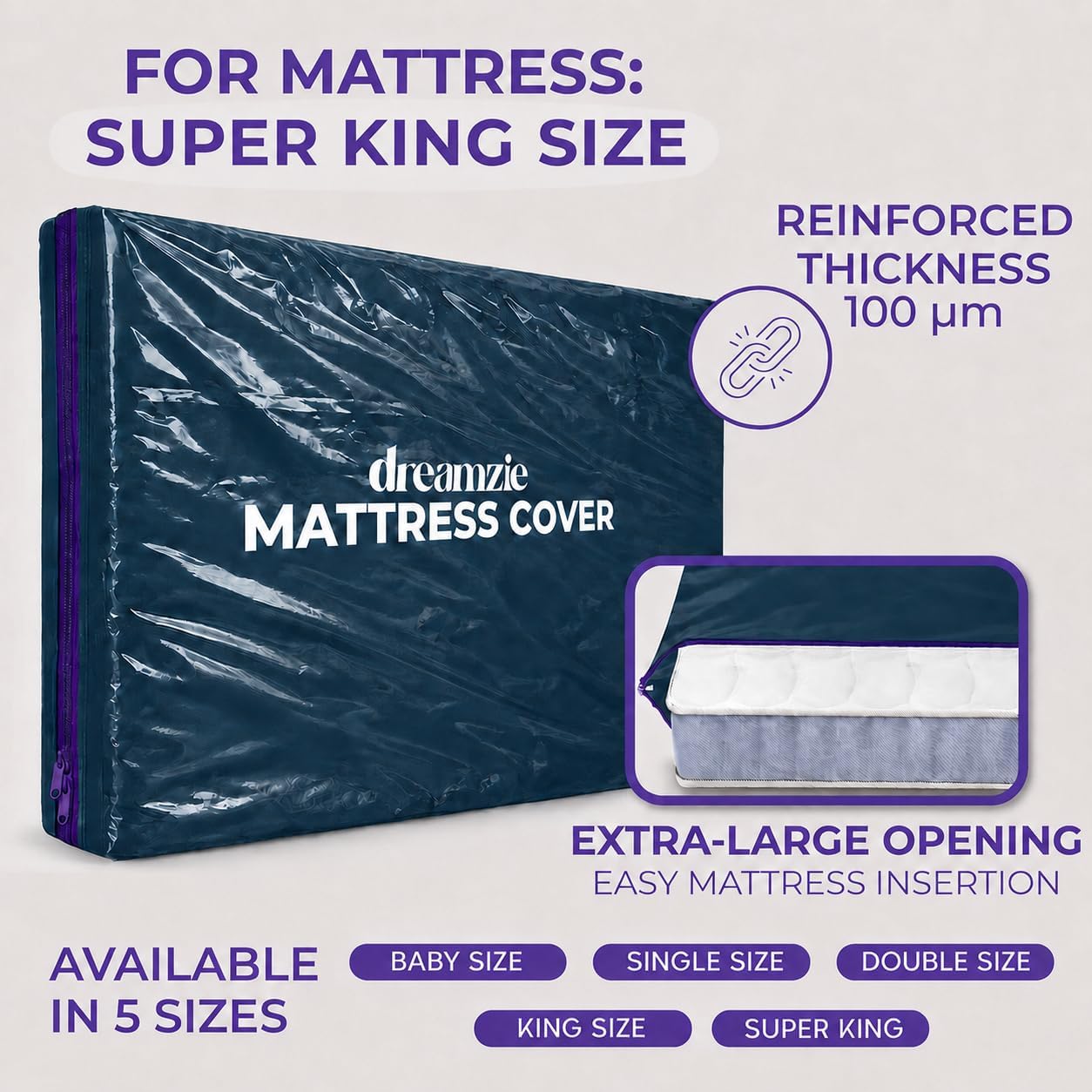 Thumbnail 1 de Dreamzie Super King Mattress Cover for Moving – Pack of 2