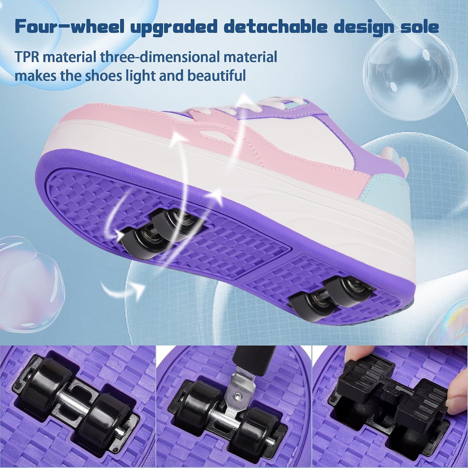 Detalle de Roller Skate Sneaker Shoes with Detachable Wheels (2-in-1) for Kids