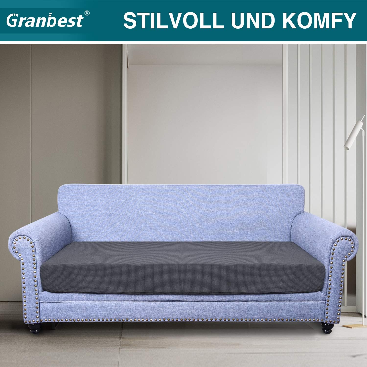 Detalle 2 de Granbest 1 bankzithoes voor 3-zits, waterafstotend jacquard, grijs