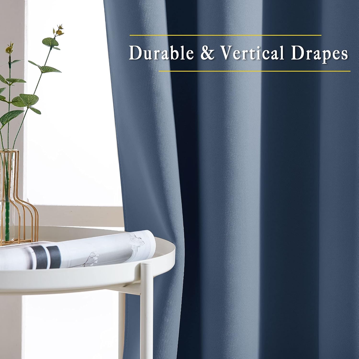 Thumbnail 4 de NICETOWN Stone Blue Blackout Curtains (2 Panels) 52" x 84" with Silver Grommets