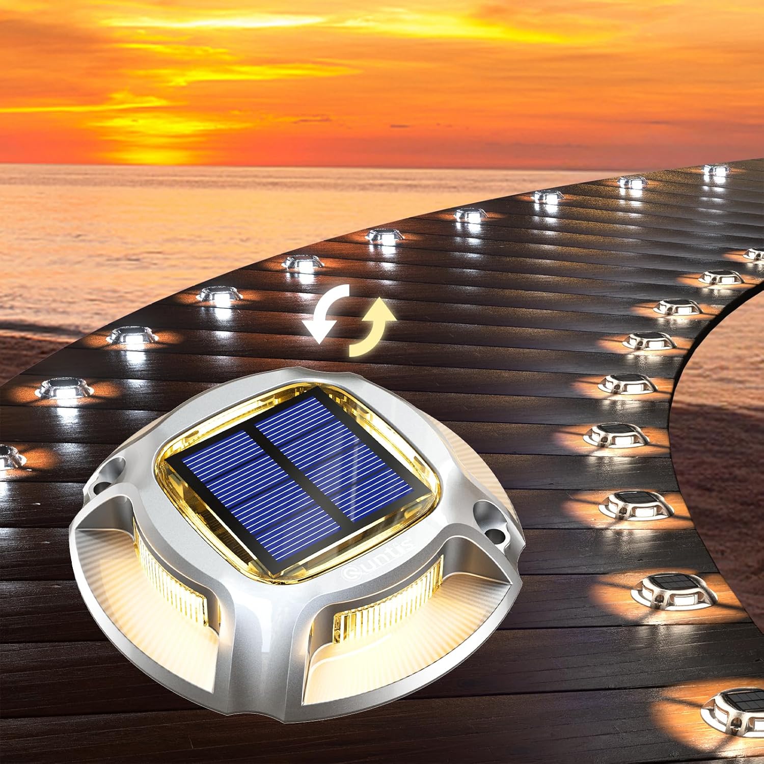 Thumbnail 5 de Quntis Luci Solari Esterno Giardino a 8 LED IP68 – Segnapasso LED Solare Bianco Freddo/Caldo (4 Pezzi)