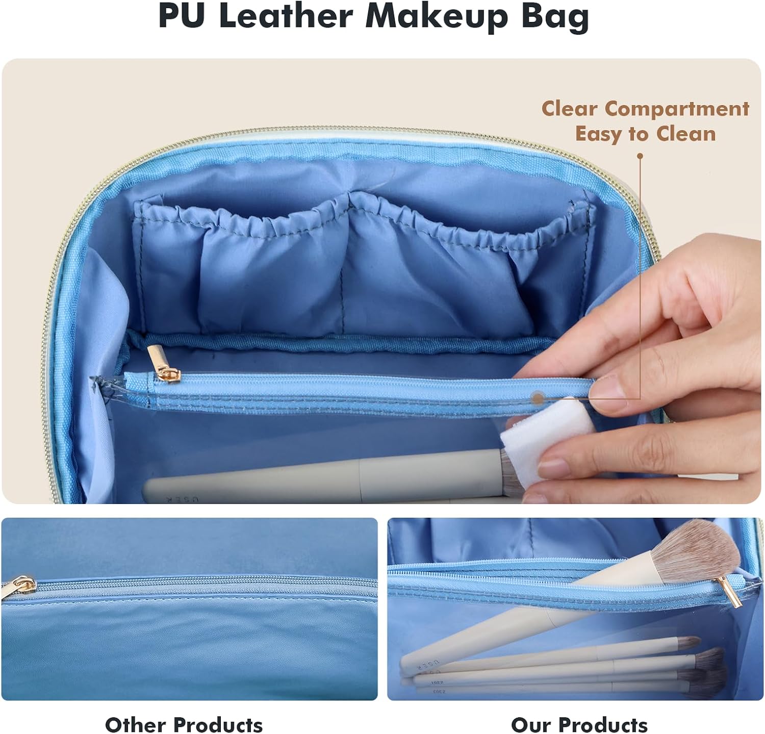 Thumbnail 5 de Prite Large Capacity Makeup Bag: Versatile, Waterproof Travel Cosmetic Case