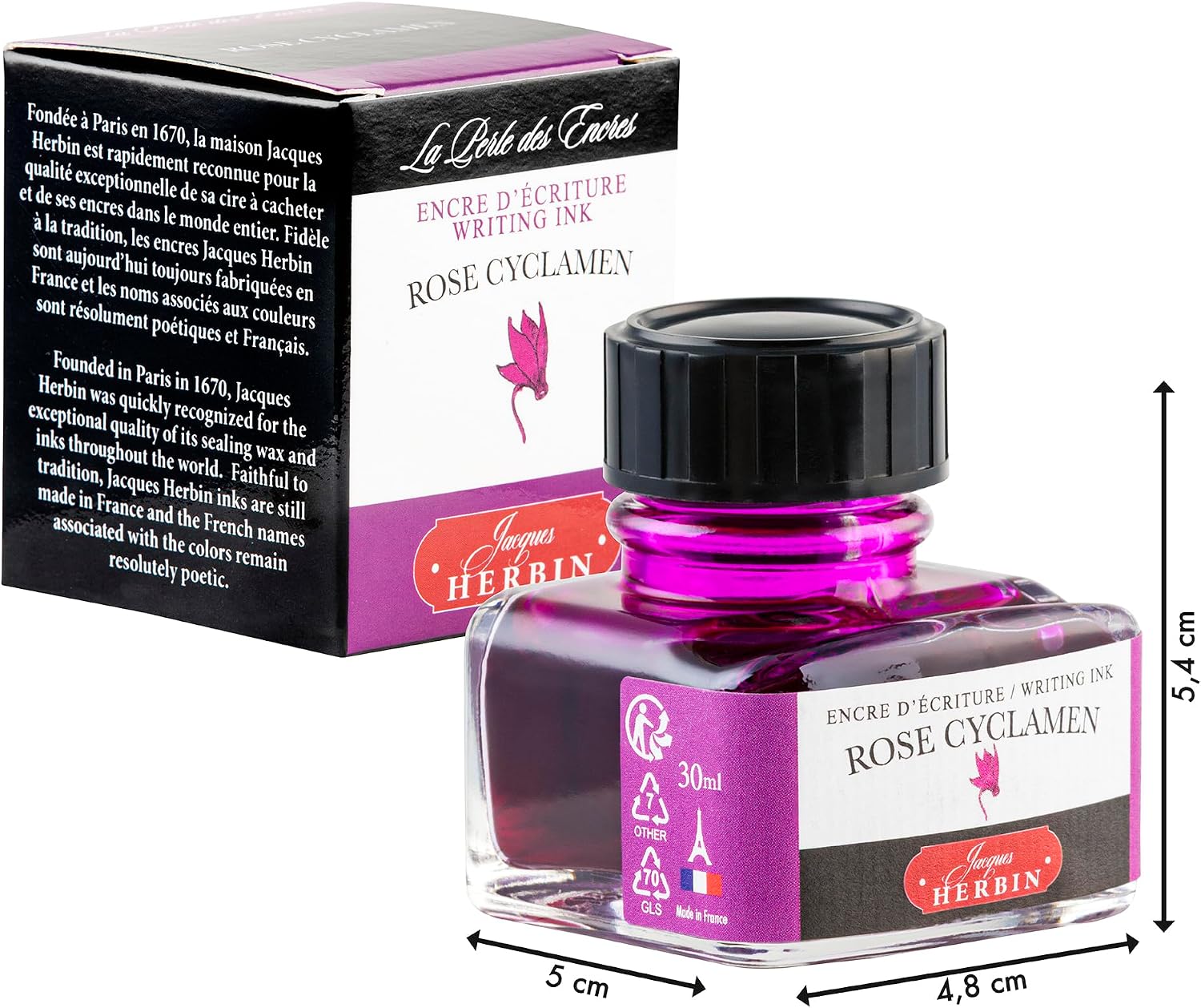 Thumbnail 1 de Jacques Herbin 13066T Rose Cyclamen Ink — 30 ml for Fountain and Roller Pens