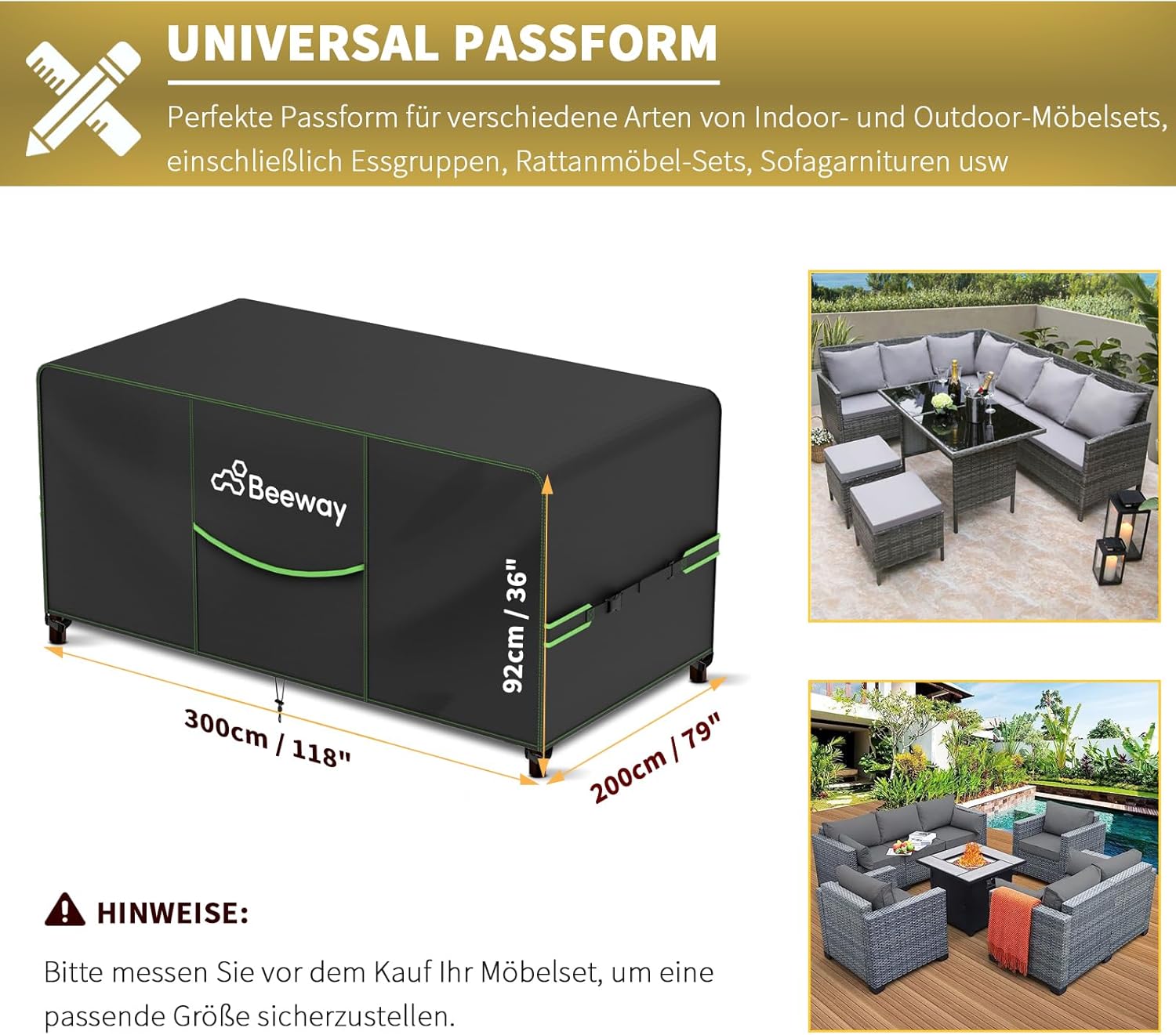 Detalle 2 de BEEWAY Gartenmöbel Abdeckung V2.0 300×200×92 cm