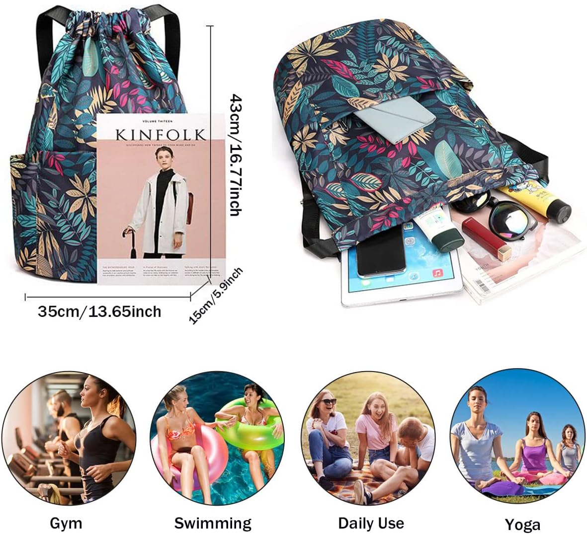 Thumbnail 5 de Veyarien Drawstring Gym Bags – Waterproof, Large Capacity Draw String Bags for Everyone