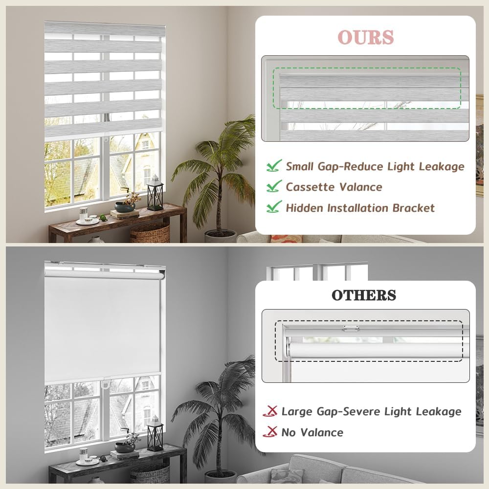 Detalle 1 de SEEYE Cordless Zebra Blinds, 26" W x 48" H