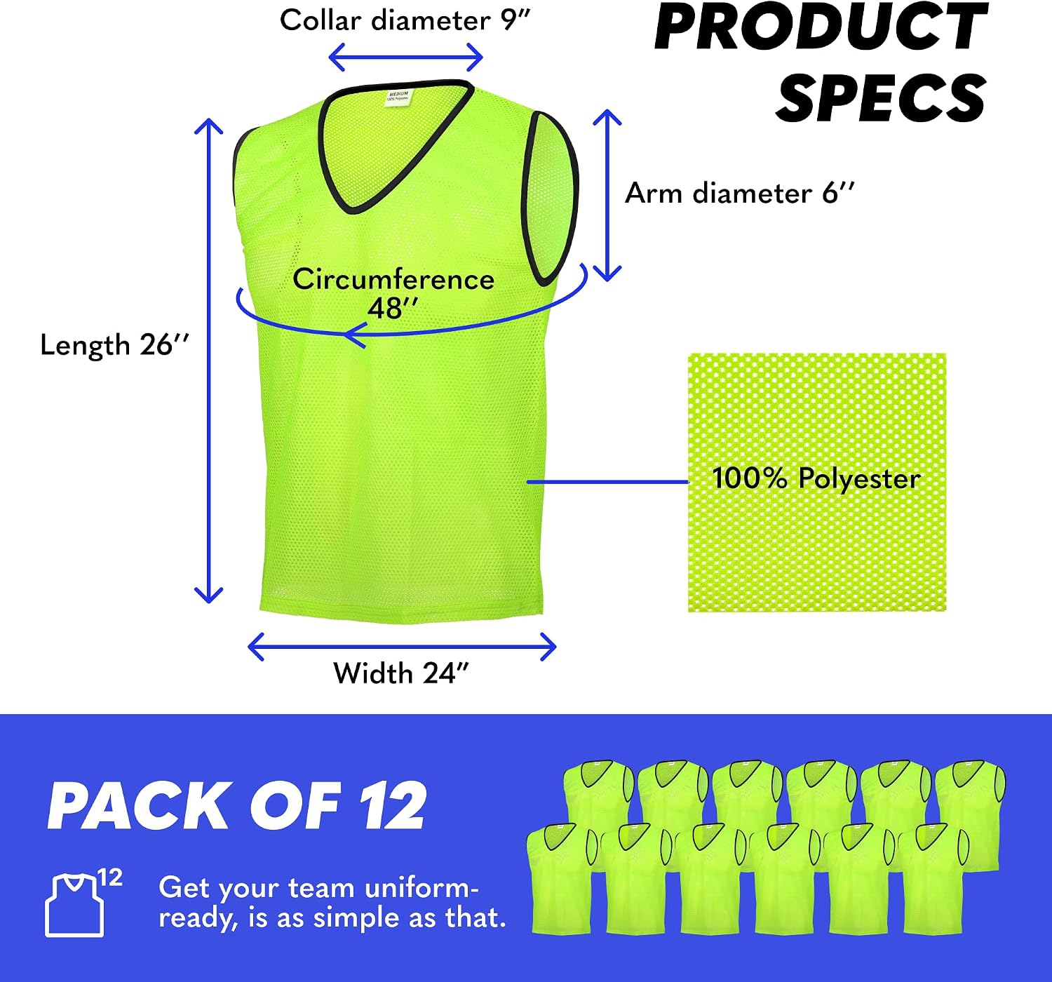 Thumbnail 4 de GSi Sports Pinnies mesh training vests pack
