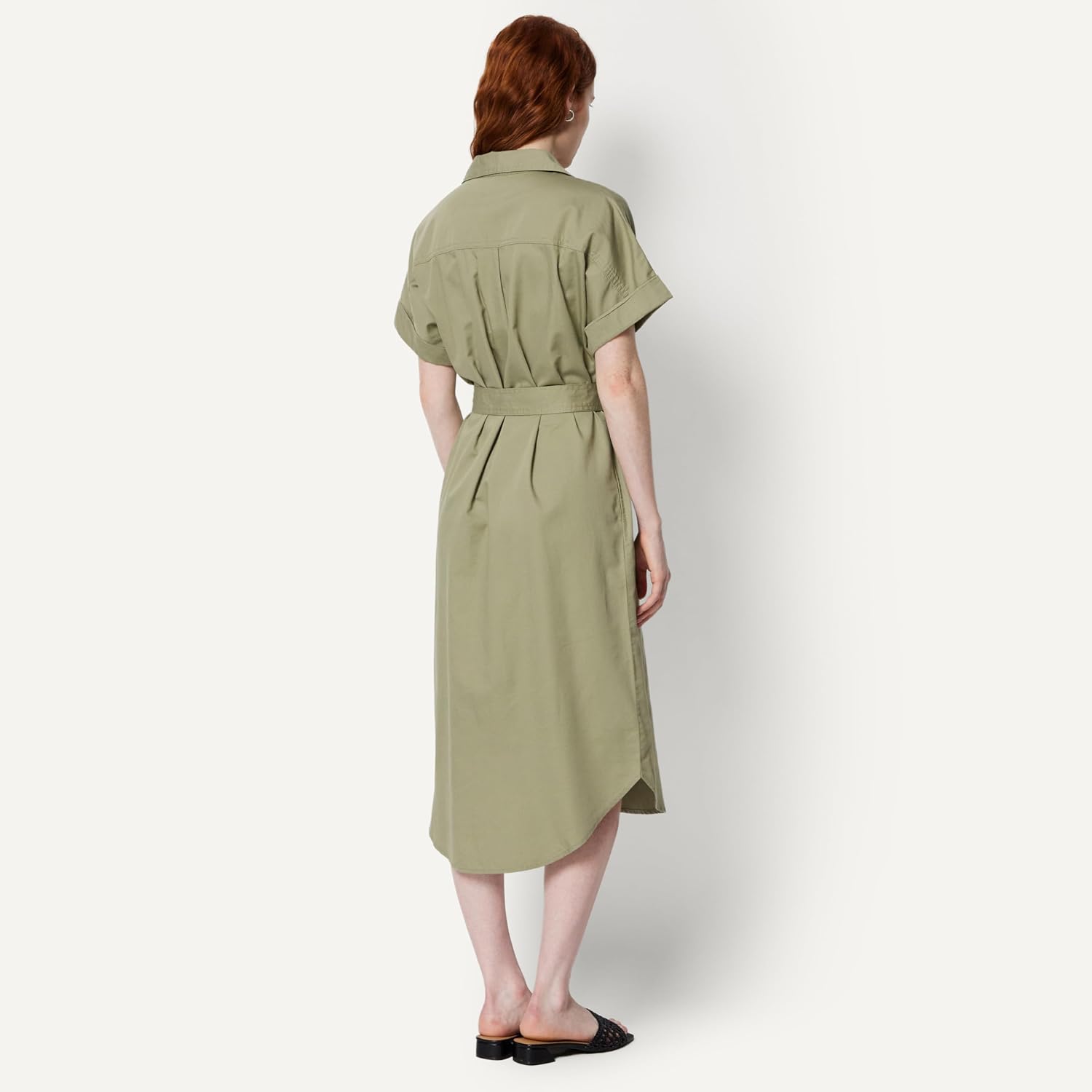 Detalle de Amazon Essentials Damen Hemdkleid aus Denim mit Gürtel und Knopfleiste