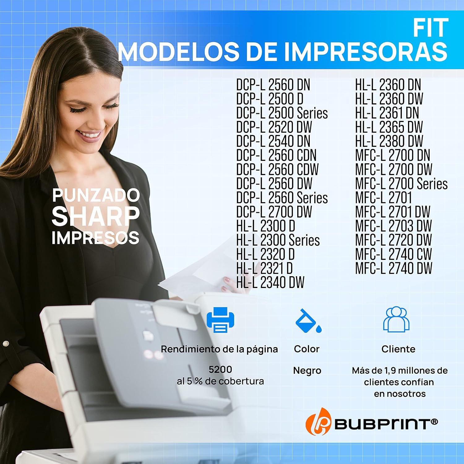 Thumbnail 1 de Bubprint Tóner Compatible Brother TN-2320 XXL para Impresora🖨