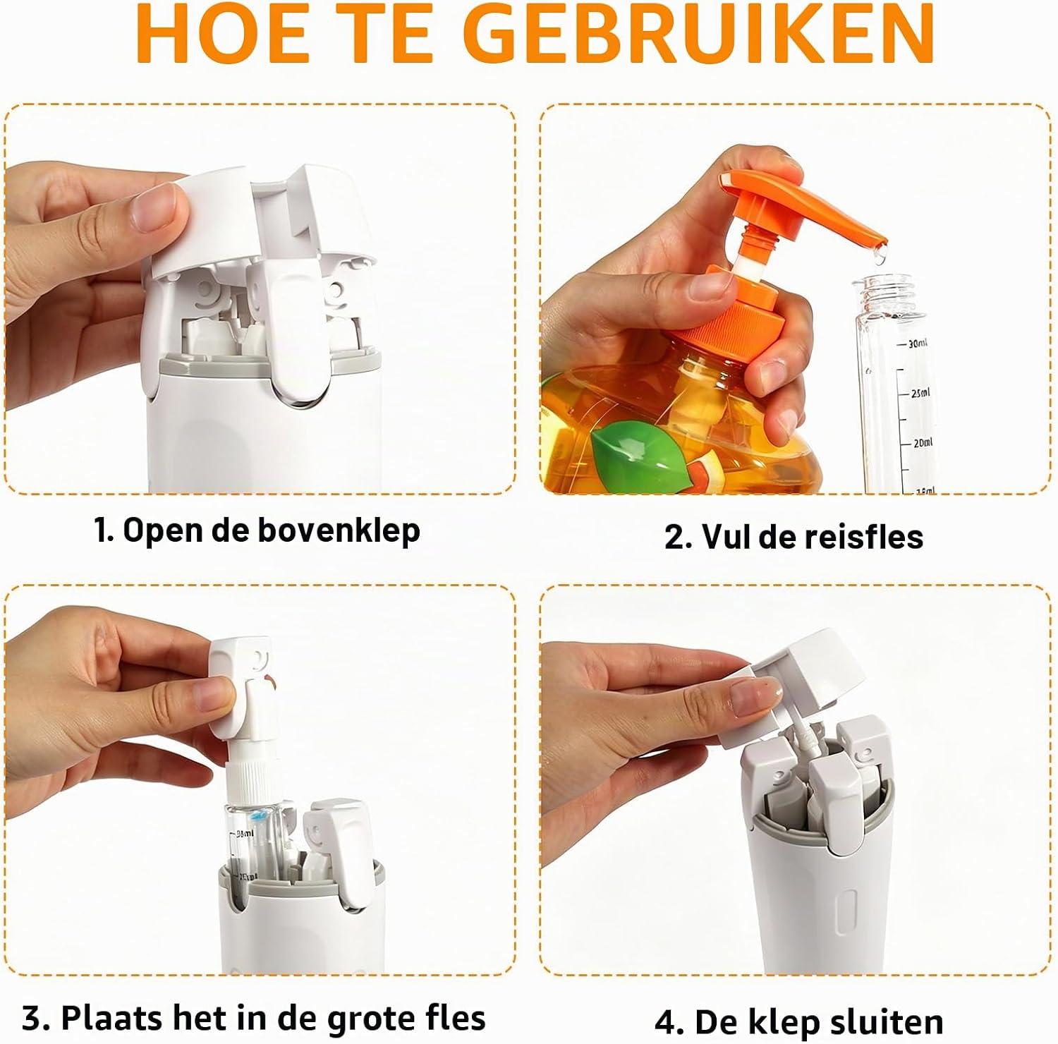 Thumbnail 5 de KUHAWL Reiseflaschen Zum Befüllen 4-in-1 reisdispenser, 4 x 30 ml