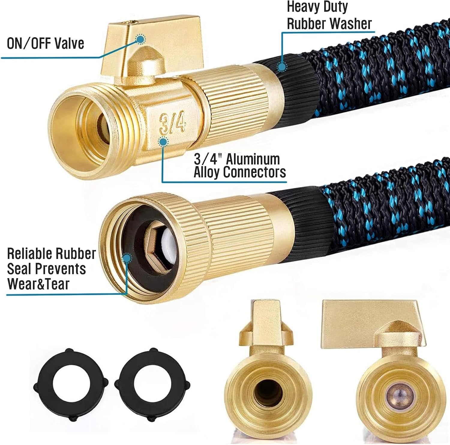 Detalle 2 de Vorey 100FT Expandable Garden Hose with 9-Pattern Nozzle