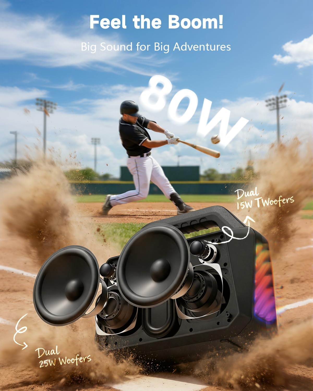 Thumbnail 1 de TPWIN 80W Bluetooth Speaker: Rugged Outdoor Powerhouse with Light Show