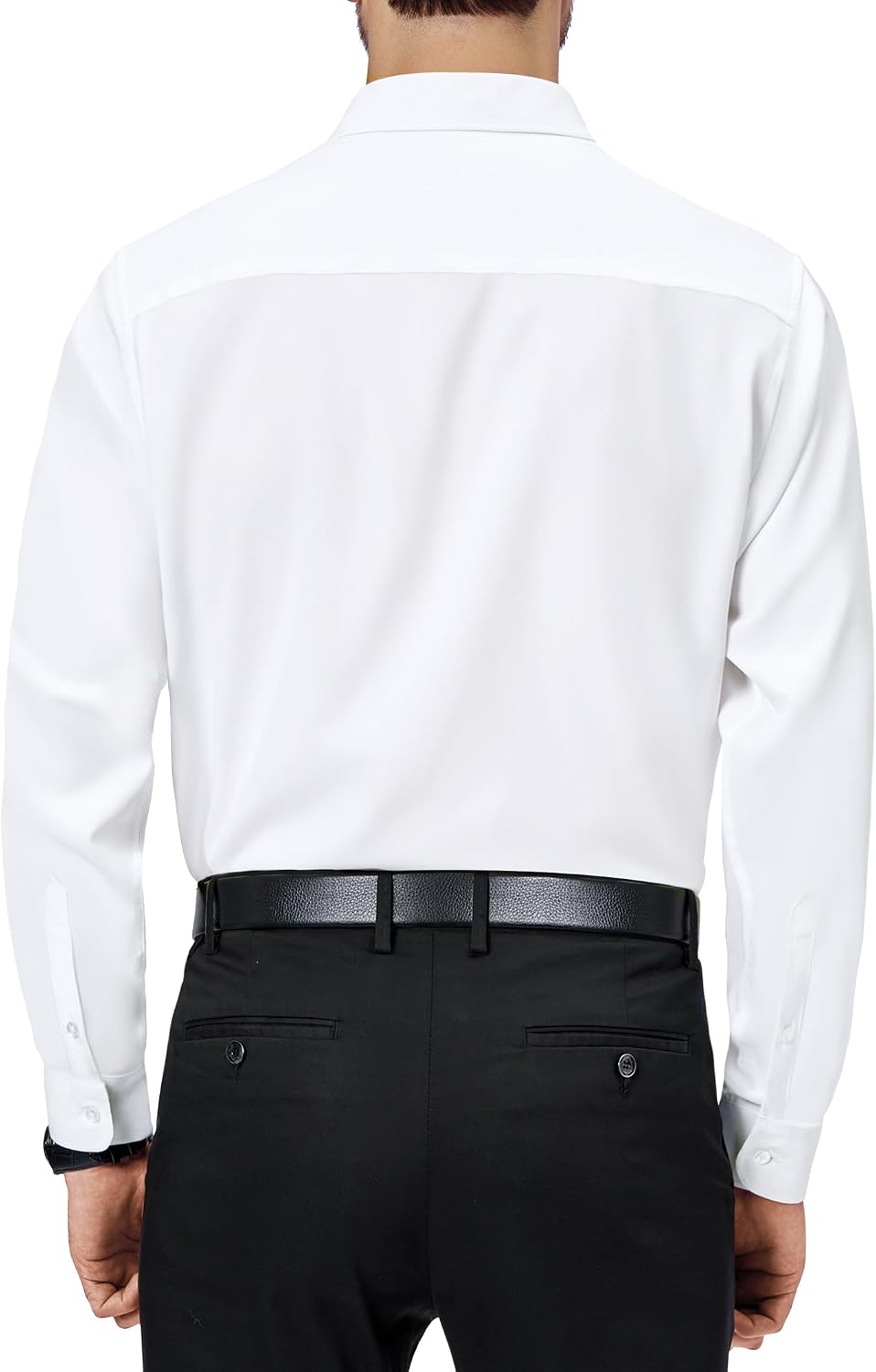 Detalle de J.VER Men’s long sleeve 4-way stretch wrinkle-free formal dress shirt with pocket (business, wedding & work)