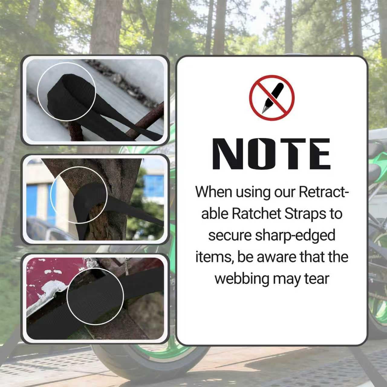 Detalle de Retractable Ratchet Straps 1in x 13ft (4-Pack) — Heavy-Duty Auto Slow Retraction Tie-Downs for Truck, Trailer, Motorcycle & More