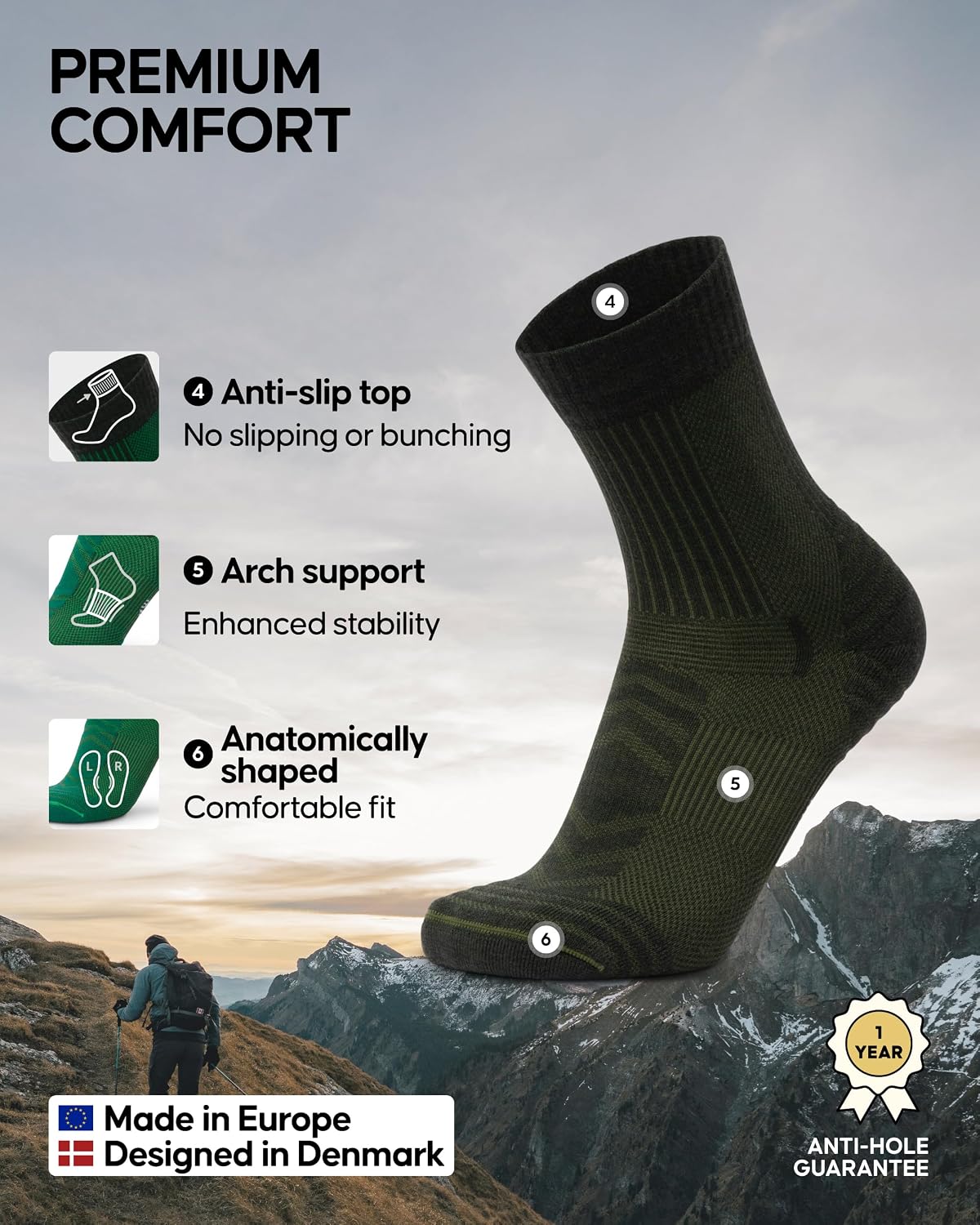 Thumbnail 2 de Danish Endurance hiking socks, merino wool