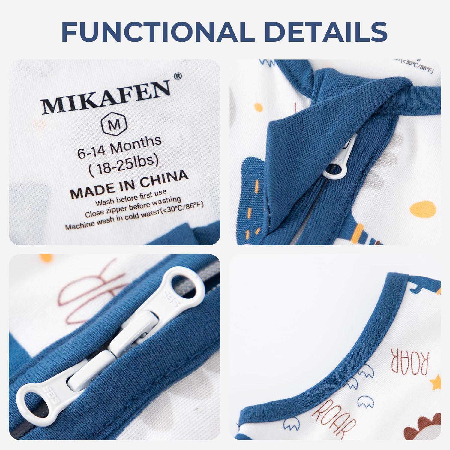 Thumbnail 4 de MIKAFEN 2pc Baby Sleeping Bag 0.5 Tog | Spring & Summer Cotton Sleep Sack, Sleeveless Dinosaur Design (24-36m)