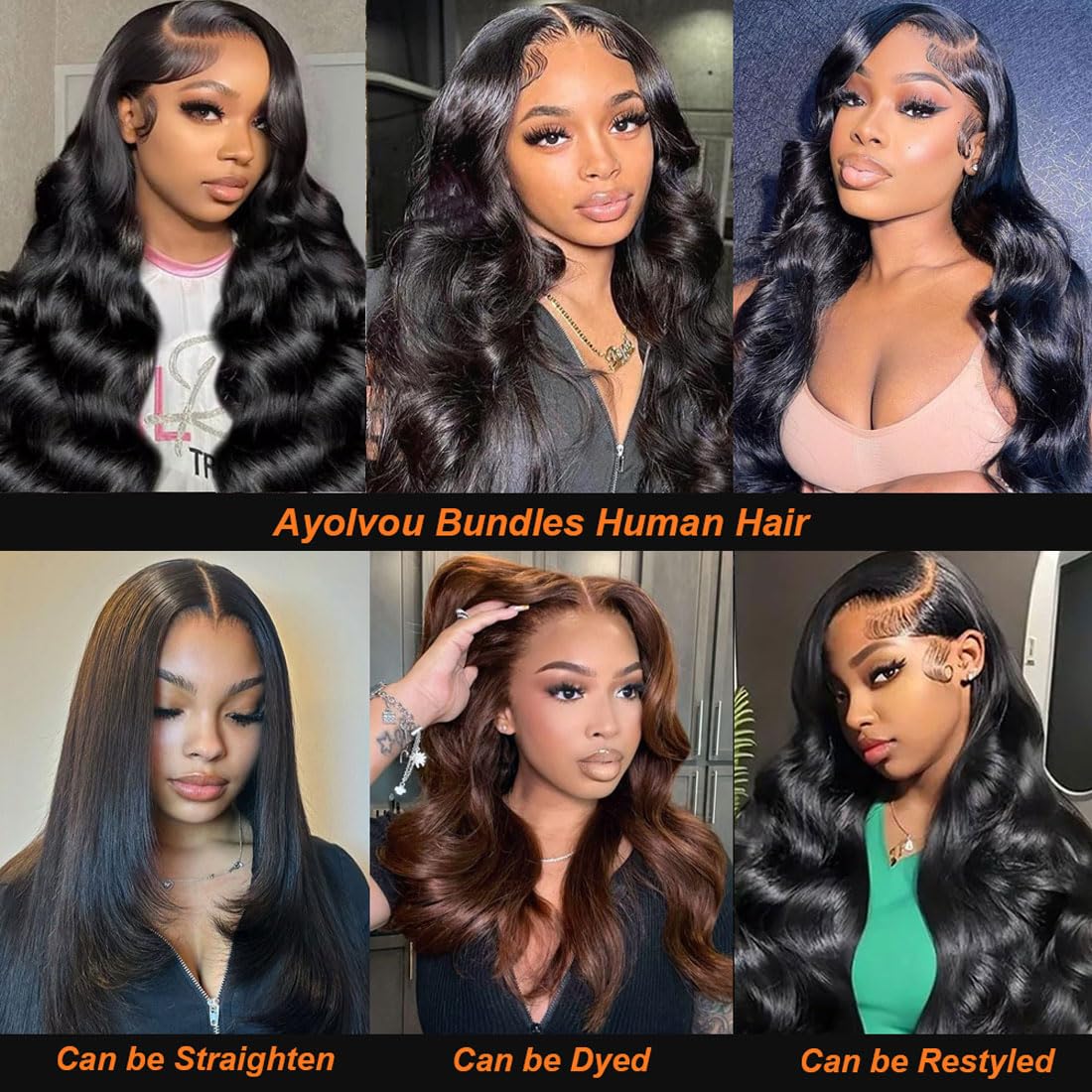 Detalle 1 de Human Hair Body Wave Bundles, 18-Inch