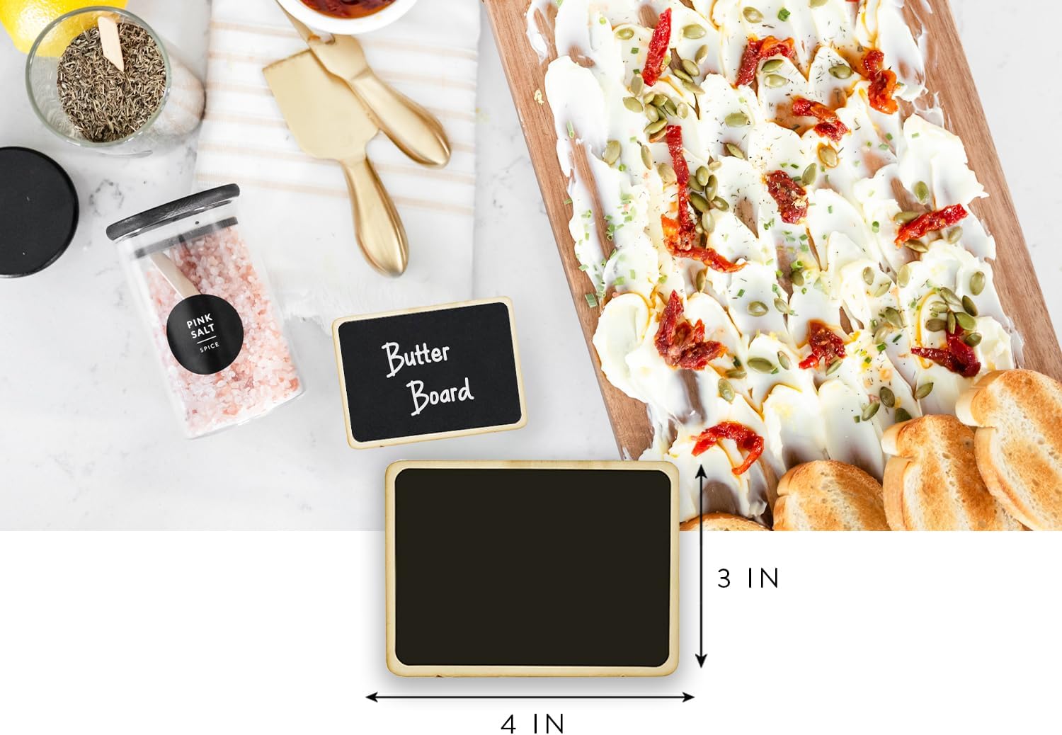 Detalle de SAVVY & SORTED Mini Chalkboard Signs, 18-Pack with Wooden Frames and Stands