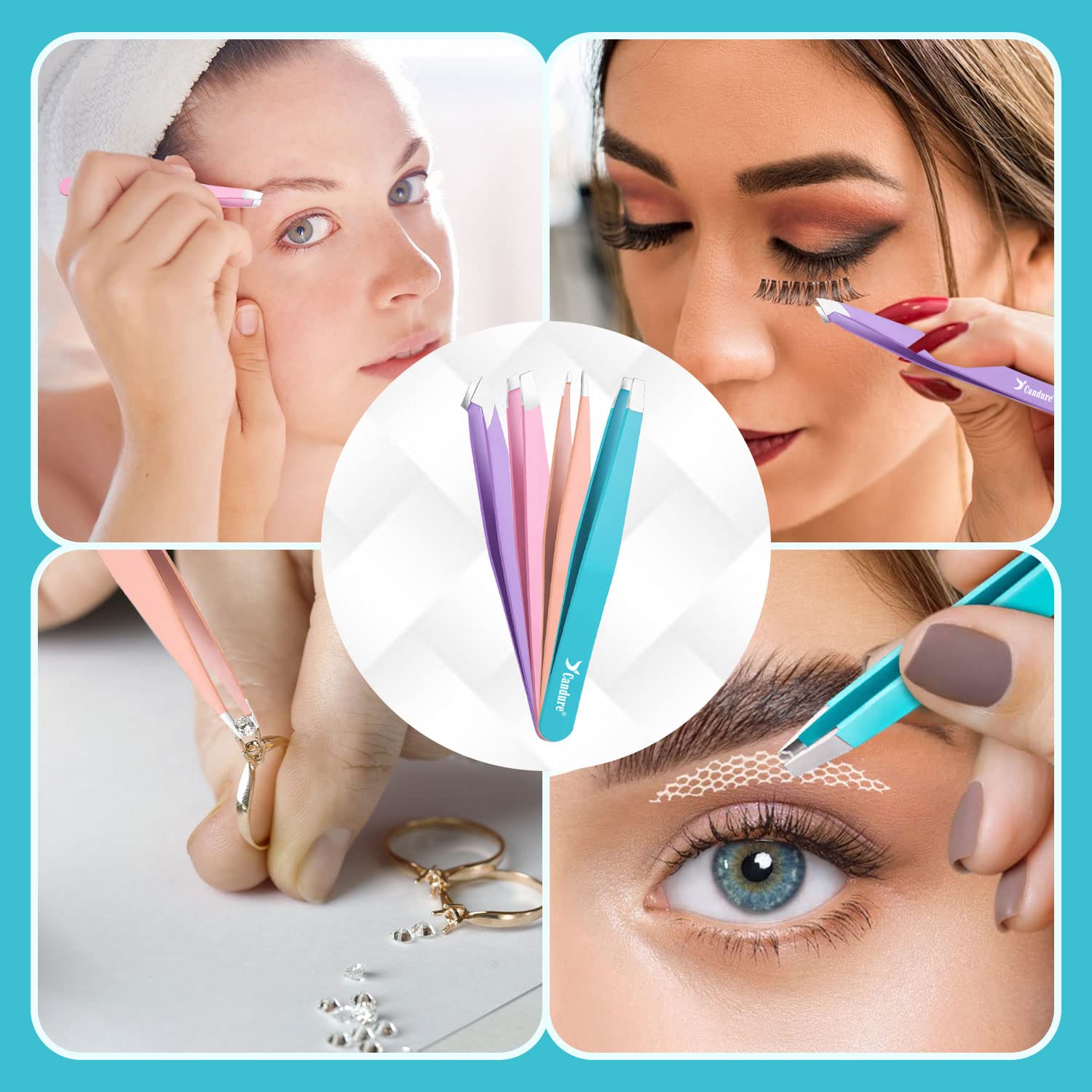 Thumbnail 6 de Candure Professionelle Augenbrauen-Pinzette mit verbesserter Spitze – Edelstahl, rutschfeste Beschichtung