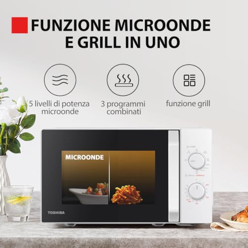 Thumbnail 3 de Toshiba MW2-MG20P(WH) 3-in-1 Forno Microonde Grill Combinato, 20 L, 800 W + Grill 1000 W, Bianco