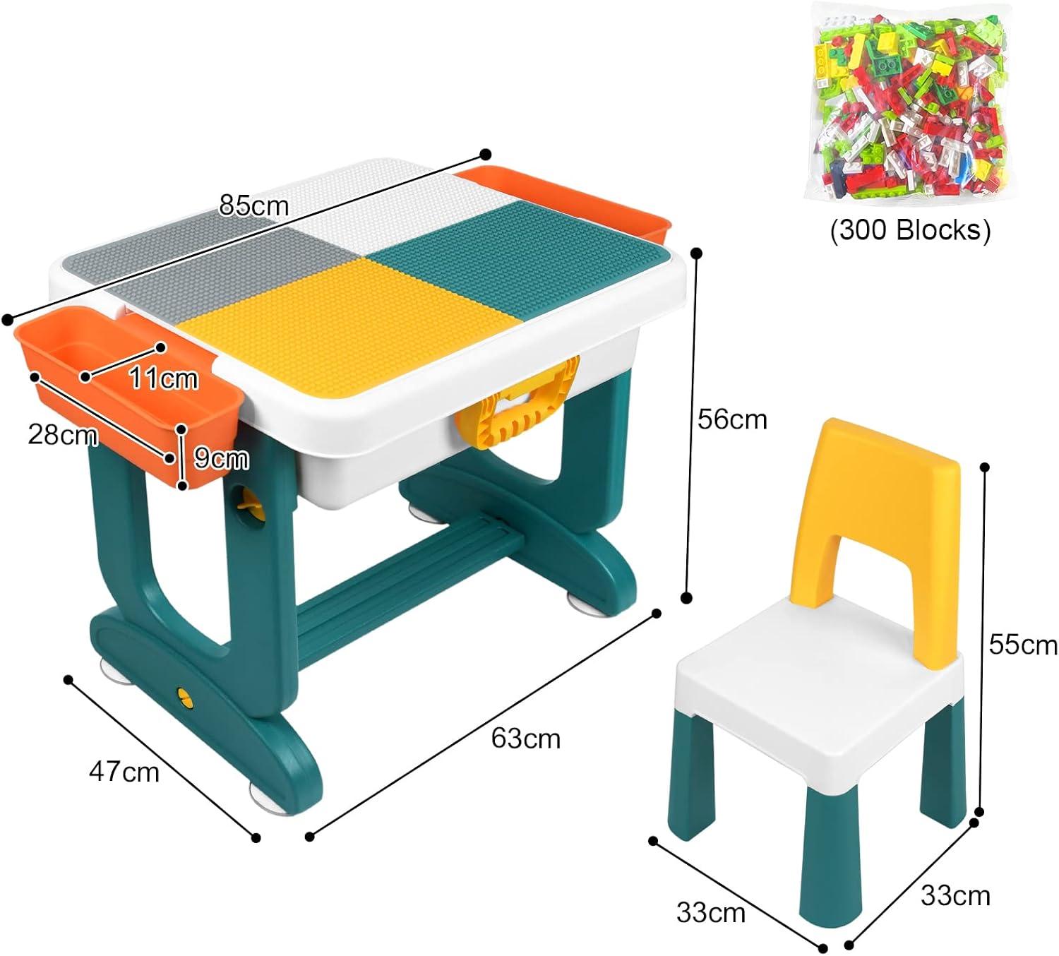 Detalle 2 de UISEBRT HKDY-UIS-(ET01056) Children's Activity Table with 2 Chairs, Reversible Board