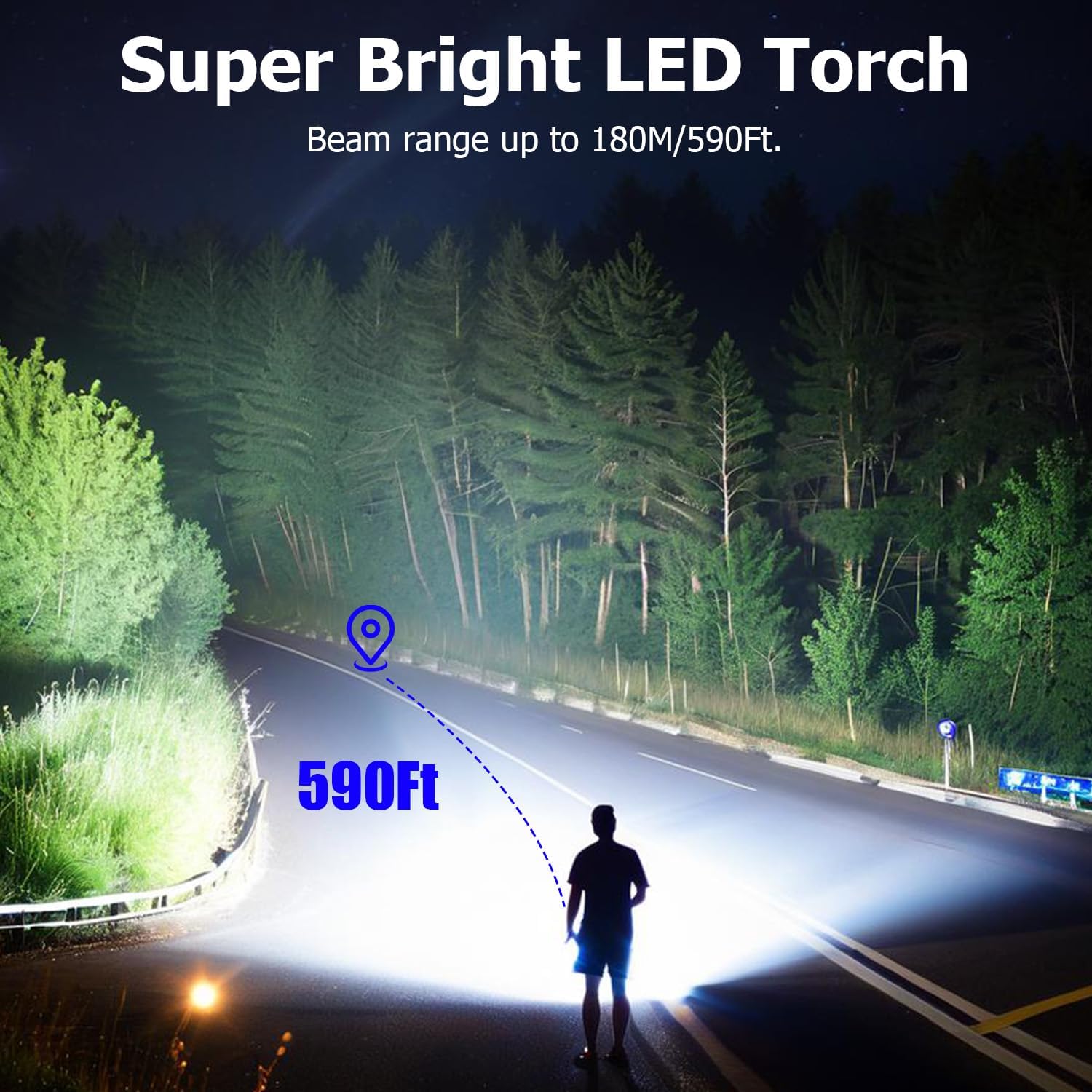Detalle 2 de Azyvum Torcia LED Ricaricabile 3 Modalità Zoom