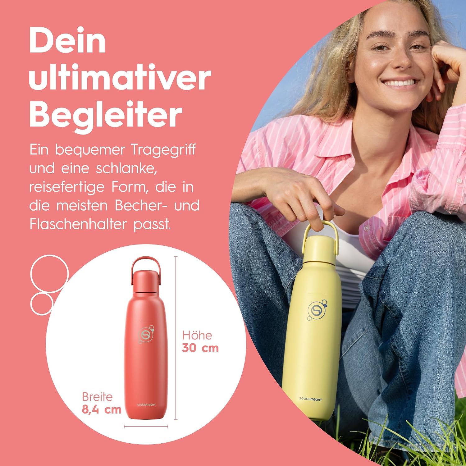 Thumbnail 6 de SodaStream Fizz & Go Cool Edelstahl 0,9 l doppelwandige Sprudelgetränkeflasche (Papaya)