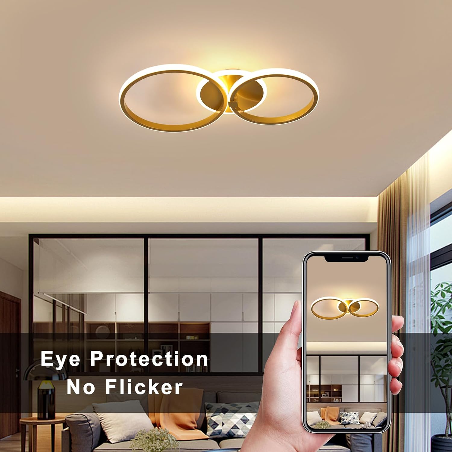 Detalle 2 de Mckalen plafoniera LED 42W rotonda oro