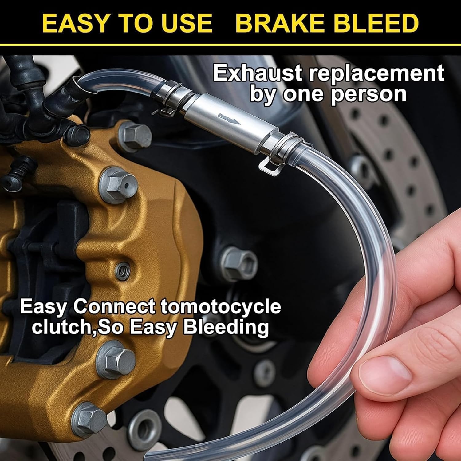Detalle de Universal Brake Bleeder Hose Kit, 4-Piece with One-Way Valve and Metal Clamps